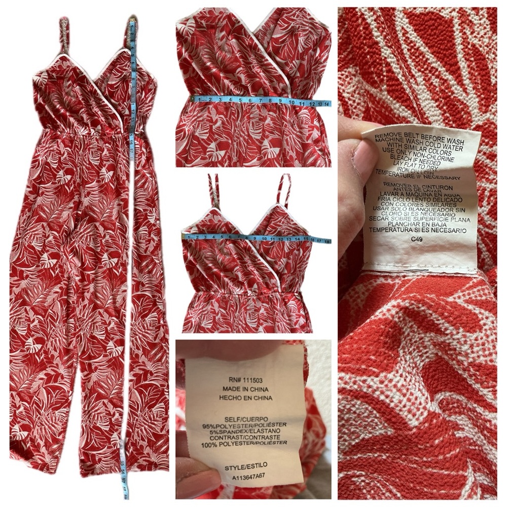 Tropical print red and white jumpsuit small - Picture 10 of 10